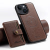 For iPhone 15 Plus Suteni H20 Cross-Grain MagSafe Horizontal Card Bag Back Phone Case(Brown)