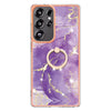 For Samsung Galaxy S25 Ultra 5G Electroplating Marble IMD TPU Phone Case with Ring Holder(Purple 002)