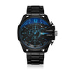 CAGARNY 6839 Irregular Large Dial Stainless Steel Band Quartz Sports Watch For Men(Black+Blue)