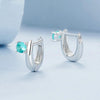 S925 Sterling Silver Platinum-Plated Green Female Earrings(BSE1030)