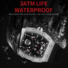 BAOGELA 224145 Barrel Skeleton Waterproof Sports Stainless Steel Silicone Men Watch(Black Shell Red Belt)