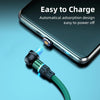 ENKAY 3 in 1 3A USB to Type-C / 8 Pin / Micro USB Magnetic 540 Degrees Rotating Fast Charging Cable, Length:1m(Black)