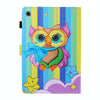 For Samsung Galaxy Tab A8 10.5 2021 Coloured Drawing Stitching Leather Tablet Case(Rainbow Owl)