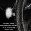 38cm Four-season Embossed Hand-sewn Cowhide Steering Wheel Cover(Black+Black Line)