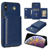 For iPhone XS Max Three Fold Card Bag Phone Case with Long Lanyard(Blue)