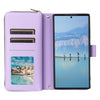 For Samsung Galaxy S22 Ultra 5G Nine-card Slots Zipper Wallet Bag Leather Phone Case(Purple)