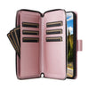 For Samsung Galaxy S24 5G Nine-card Slots Zipper Wallet Bag Leather Phone Case(Rose Gold)