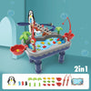 Penguin Stair Climbing Children Electric Magnetic Fishing Toy Multifunctional Game Set(Blue)