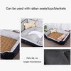 Cosy Dog & Cat Bed with Rattan Mat & Blanket, XXS (Brown/White)