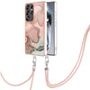 For Samsung Galaxy S25 Ultra 5G Electroplating Marble Dual-side IMD Phone Case with Lanyard(Rose Gold 015)