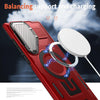 For Samsung Galaxy S23 Ultra 5G Shield Frame Holder MagSafe Phone Case(Red)