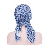 Stretch Printed Turban Big Tail Hat Flower Cloth Curved Turban Hat, Size:M 56-58cm(Small Floral Navy)