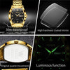OLEVS 5528 Men Business Dual Calendar Wine Barrel Waterproof Quartz Watch(Black + Gold)