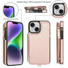 For iPhone 13 mini Double Flap Zipper RFID Leather Phone Case with Short Lanyard(Rose Gold)