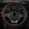 38cm Four-season Embossed Cowhide Hand-sewn Steering Wheel Cover(Coffee)