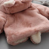 Winter Children Cartoon Animal Shape Plus Velvet Warm Hooded Jacket, Kid Size:80cm(Pink)