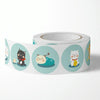 10 PCS Round Cartoon Animal Stickers Cute Hand-Made Sealing Stickers, Size: 25mm 500 / Rolls(C95)