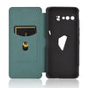 For Asus ROG Phone 3 ZS661KS Carbon Fiber Texture Horizontal Flip TPU + PC + PU Leather Case with Card Slot(Green)