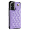 For Samsung Galaxy S20 FE 5G Rhombic Dual Buckle Card Slots Phone Case with Lanyard(Purple)