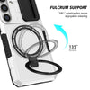 For Samsung Galaxy S24 5G Sliding Camshield MagSafe Holder TPU Hybrid PC Phone Case(Black White)