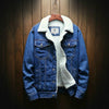 Men Winter Wool Liner Jean Jackets Outerwear Warm Denim Coats, Size:XXXXXL(Blue)