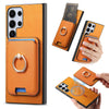 For Samsung Galaxy S25 Ultra 5G Retro Cross Leather Ring Vertical Insert Card Bag MagSafe Phone Case(Yellow)