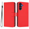 For Samsung Galaxy A26 5G Skin Feel Solid Color Leather Phone Case with Lanyard(Red)
