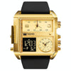 OLEVS 1101 Sports Multi-Function Square Men Quartz Electronic Watch(Black Gold)