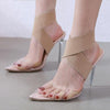 Women Shoes Simple Transparent Lace Up High Heels, Size:38(Beige)