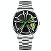 FNGEEN L001 Motorcycle Element Rotating Hub Metal Men Watch(White Steel Green Surface)