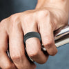 SIR062 8MM Wide Bevel Silicone Ring Sports Ring No.11(Dark Gray)