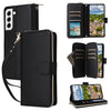 For Samsung Galaxy S22 5G Nine-card Slots Zipper Wallet Bag Leather Phone Case(Black)