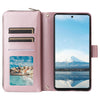 For Samsung Galaxy A23 5G Nine-card Slots Zipper Wallet Bag Leather Phone Case(Rose Gold)