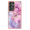 For Samsung Galaxy S25 Ultra 5G Electroplating Marble Dual-side IMD Phone Case with Ring(Pink 013)