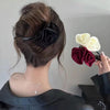 Romantic Rose Flower Twist Hair Clip Hair Jaw Clamps Back Of Head Clip(Pink)