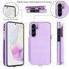 For Samsung Galaxy A35 5G Double Flap Zipper RFID Leather Phone Case with Short Lanyard(Light Purple)