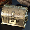 Double-Layer Jewel Box With Lock Metal Decorative Ornaments, Size: 17.5x13.5x12.5cm(Bronze)
