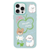 For iPhone 13 Pro Skin Feeling Jelly TPU Hybrid PC Phone Case(Flowers Puppy Light Green)
