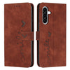 For Samsung Galaxy A36 5G Skin Feel Heart Embossed Leather Phone Case with Long Lanyard(Brown)