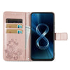 For Asus Zenfone 8 ZS590KS Four-leaf Clasp Embossed Buckle Mobile Phone Protection Leather Case with Lanyard & Card Slot & Wallet & Bracket Function(Rose Gold)