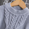 Winter Girls Knit Long Sleeve Sweater Organza Dress Evening Dress, Size:100cm(White  )