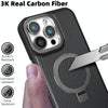 For iPhone 15 Pro Carbon Fiber MagSafe Holder Phone Case(Grey)