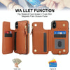 For iPhone X / XS Double Flap Zipper RFID Leather Phone Case with Short Lanyard(Brown)