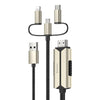 Yesido HM14 2m Type-C + Micro USB + 8 Pin to HDMI 1080P HDTV Adapter with Charging Cable(Black+Gold)