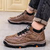Men Outdoor Hiking Casual Leather Shoes Thickened Non-Slip Waterproof Sneakers, Size: 43(Brown)