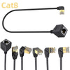 Right Bend 0.5m Cat 8 10G Transmission RJ45 Male To Female Computer Network Cable Extension Cable(Black)