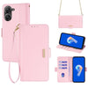 For ASUS Zenfone 9 / 9Z Crossbody Chain Leather Phone Case(Pink)