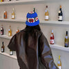 Flower Fisherman Hat Summer Hollow Breathable Knitted Wool Cap, Size: M(Blue)
