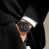 SANDA 7011 Leather Strap Luminous Waterproof Mechanical Watch(Black Rose Gold)