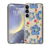 For Samsung Galaxy S25 5G IMD Double Piece Simple Fresh Shockproof Phone Case(Blue Flower)